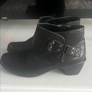 Easy Street comfort wedge , Black Ankle Booties with Buckle Detail